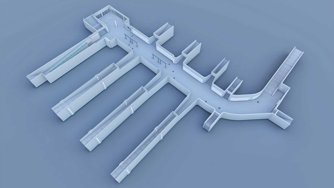 Winterthur. SBB Bahnhofsunterführung. 3D-Modell aus Gebäudevermessung. ING PLUS