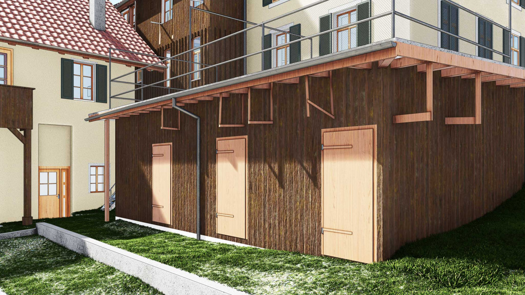 Umbau MFH, 3D Modellierung, Dachterrasse, Detailansicht, ING PLUS