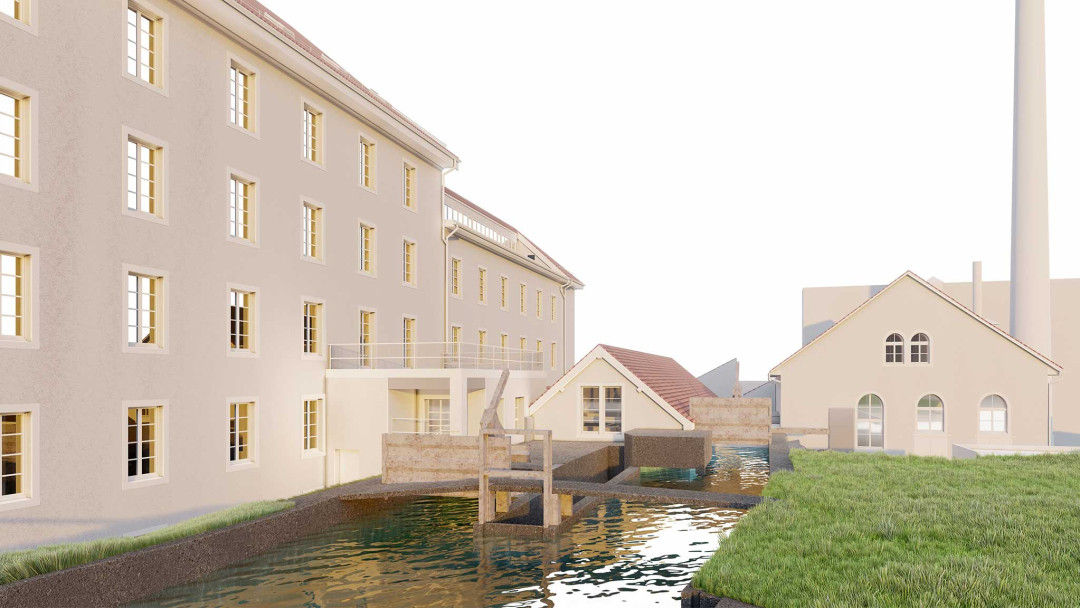 Kollbrunn. Umbau Kraftwerk, Spinnerei und Villa. 3D-Modell ArchiCAD. ING PLUS