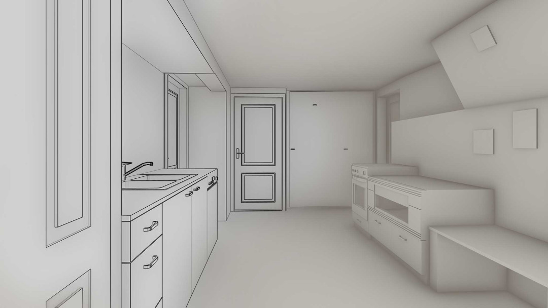Oberembrach. Gebäudeaufnahme 3D-Küche. ING PLUS