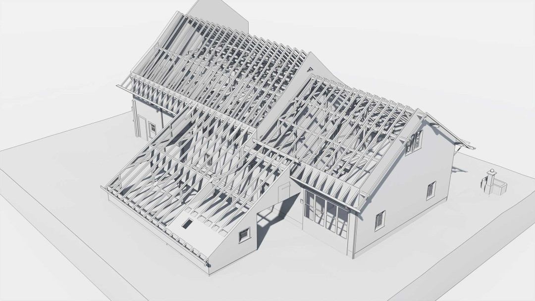 Winterthur ZH, Neubau 2 MFH, 3D Modellierung Dachstock, ING PLUS