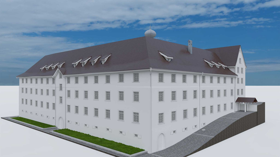Kloster Kalchrain. Kanton Thurgau. 3D-Modell aus Gebäudeaufnahme. ING PLUS