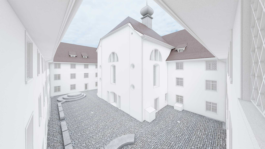 Kloster Kalchrain. Kanton Thurgau. 3D-Modell Hof. ING PLUS