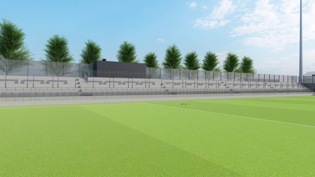 Wil SG, Sportplatz Bergholz (heute Lidl Arena), 3D-Modell Nordtribüne, ING PLUS