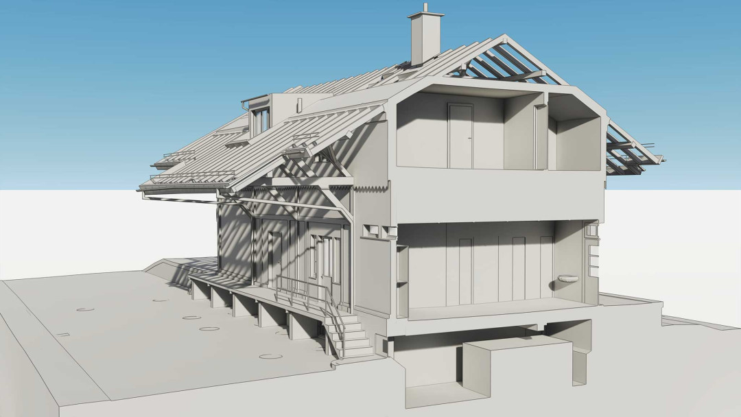 Umbau Bahnhofsgebäude, 3D Modell, Dachstuhl, ING PLUS