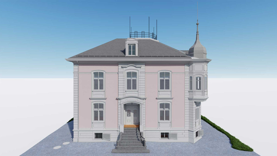 Frauenfeld. Villa Sonnenberg. Gebäudeaufnahme. 3D-Fassade. ING PLUS