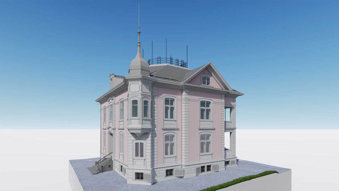 Frauenfeld. Villa Sonnenberg. Gebäudeaufnahme. 3D-Modell. ING PLUS