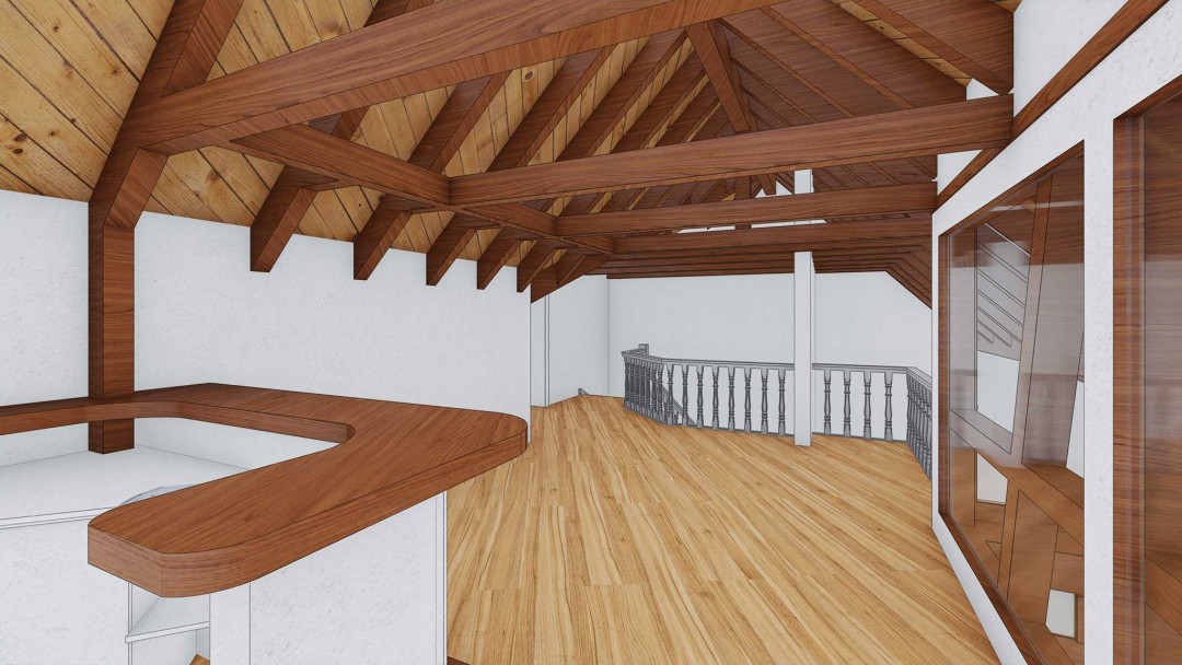 Umbau Villa, 3D Laserscanning, Obergeschoss, Dachstuhl, ING PLUS