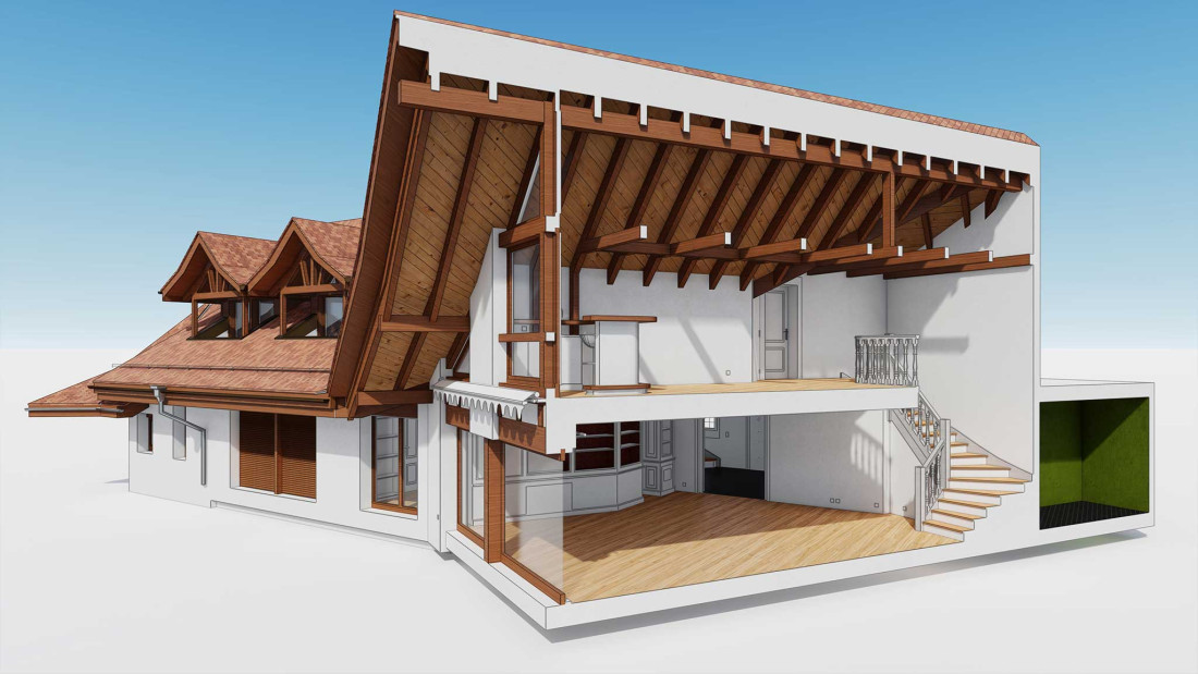 Fotos Umbau Villa, ArchiCAD, Querschnitt, Innenraum, ING PLUS