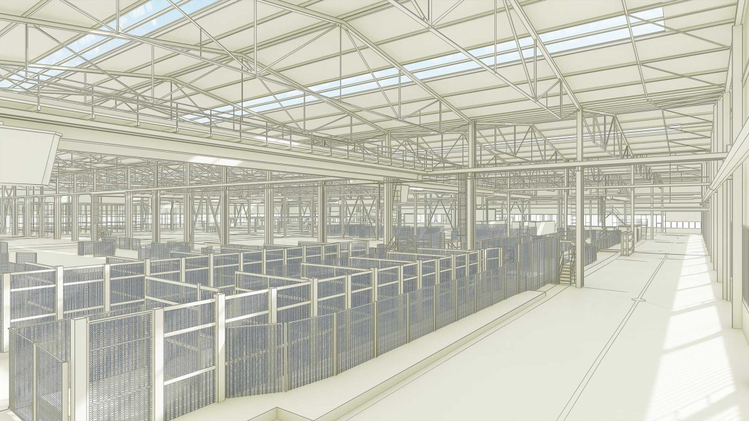Debrunner Acifer, 3D Laserscanning, Hallenschnitt, Stahllagerboxen, ING PLUS