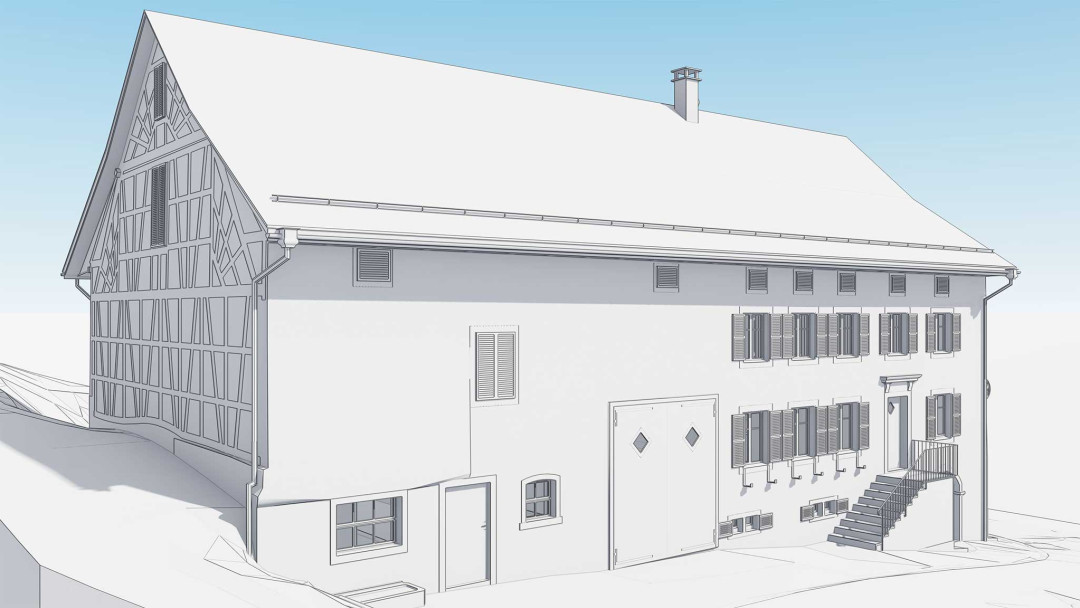 Niederneunforn TG, Wirtschaft zum Engel, 3D-Modellierung, ING PLUS