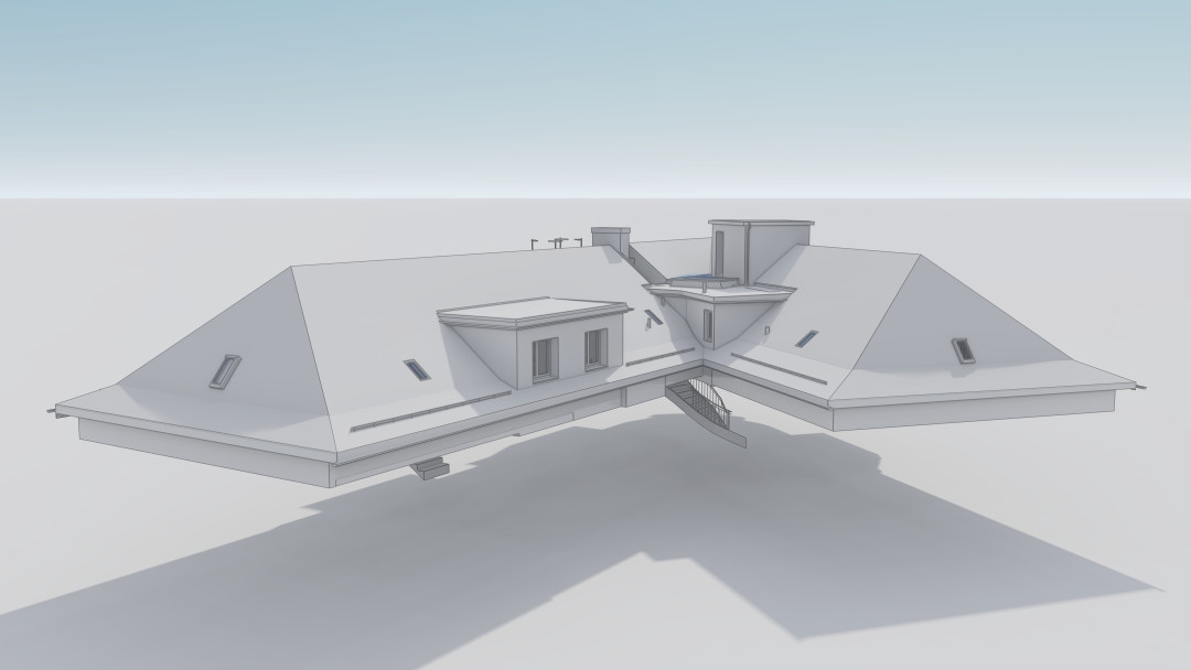 Umbau 2 MFH, 3D Modellierung, Dachlandschaft, ING PLUS