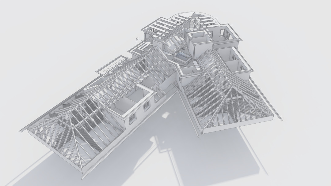 Umbau 2 MFH, ArchiCAD, Dachkonstruktion, Sparrenwerk, ING PLUS