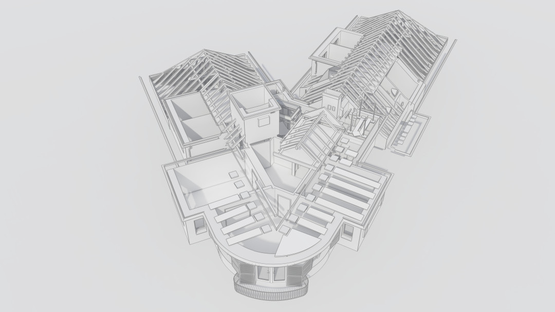 Umbau 2 MFH, 3D Laserscanning, Dachstuhl, Tragwerksstruktur, ING PLUS