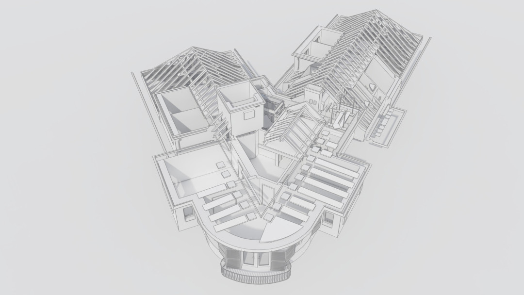 Umbau 2 MFH, 3D Laserscanning, Dachstuhl, Tragwerksstruktur, ING PLUS