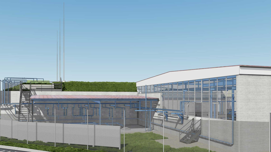 Fotos 3D-Modellierung mit Leitungen vom Betriebsareal Vitzogaz in Winterthur. ING PLUS