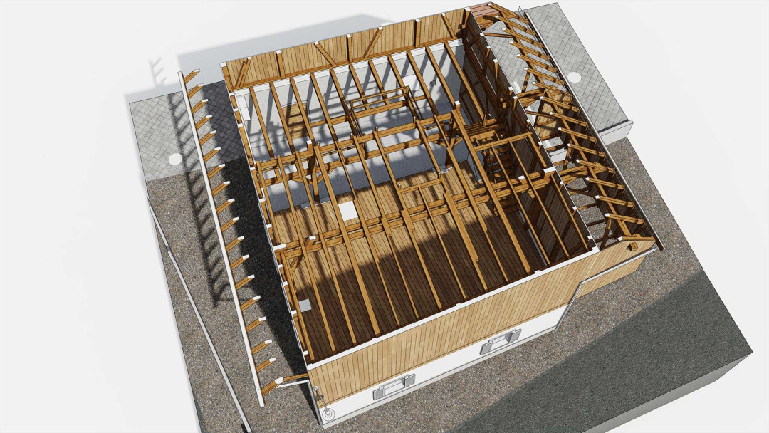 Umbau Scheune Andelfingen, 3D Modell, Holzkonstruktion, ING PLUS