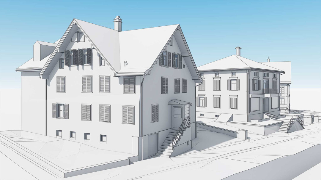 Flawil SG, Strassenraumgestaltung, 3D Laserscanning, Frontansicht, ING PLUS