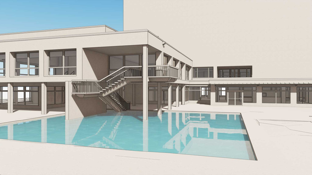 Alterszentrum Adlergarten Winterthur, 3D Modell Frontsicht, ING PLUS
