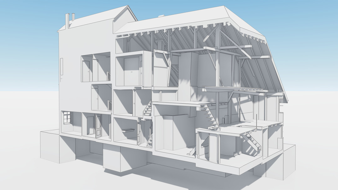 Winterthur ZH, 3D-Schnitt aus Gebäudevermessung, ING PLUS