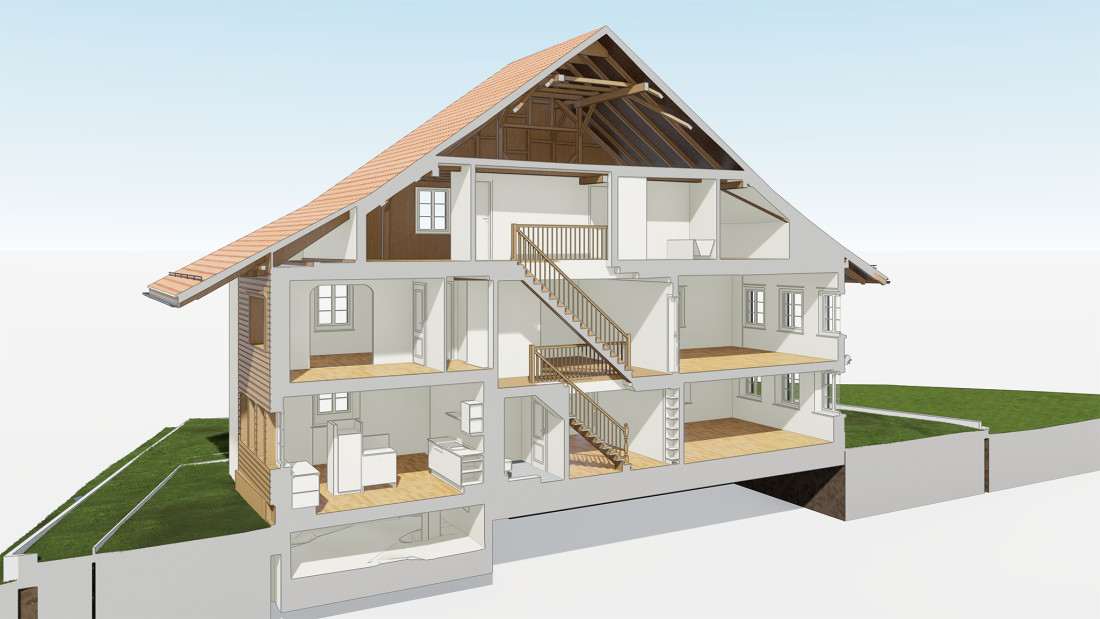 Fotos Effretikon ZH, 3D-Querschnitt aus Gebäudeaufnahme, ING PLUS