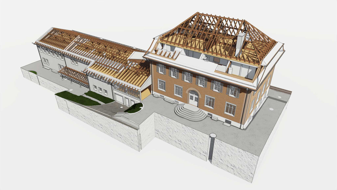 Umbau Oberstufenschulhaus, 3D Laserscanning, Dachkonstruktion, ING PLUS