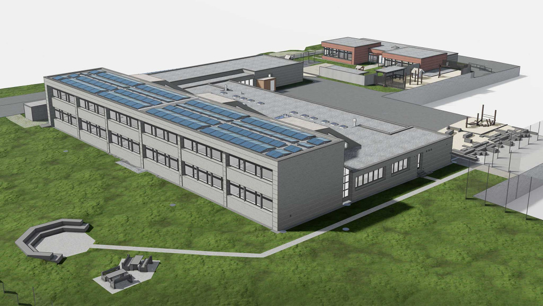 Gebäudeaufnahme Schulanlage Gschwader in Uster. 3D-Modell. ING PLUS