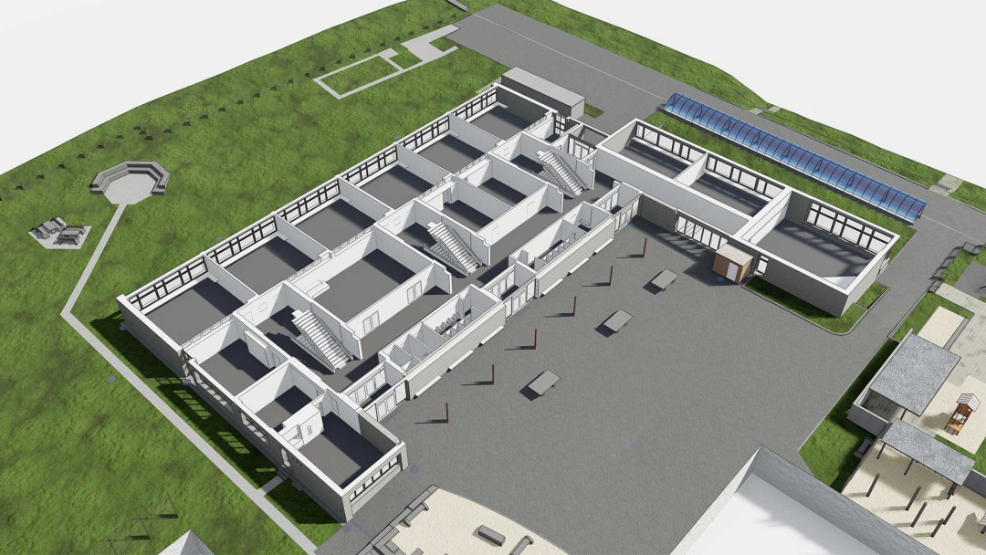 Gebäudeaufnahme Schulhaus Gschwader in Uster. 3D-Grundriss. ING PLUS