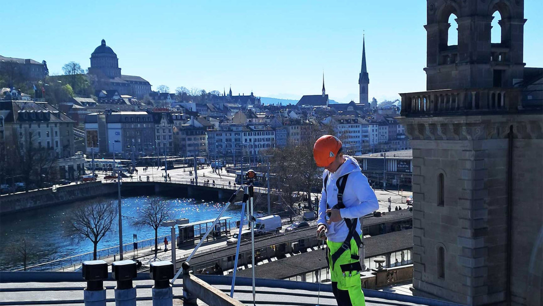 Umbau Nordtrakt, HB,  Fixpunktmessung, Dach, ING Plus