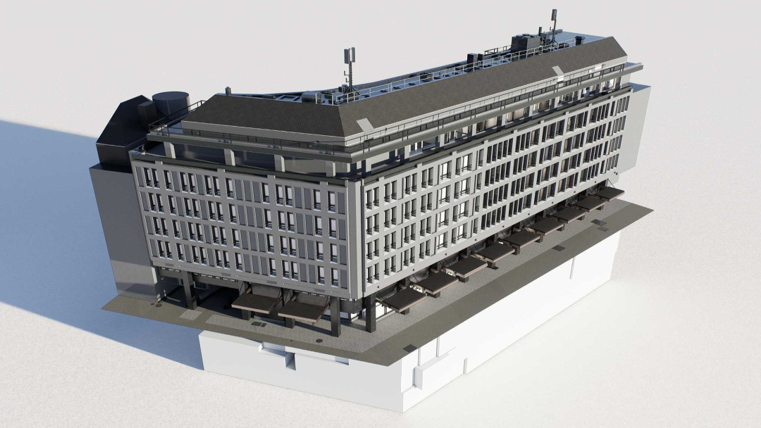 Umbau Gewerbeliegenschaft, ArchiCAD, Rückfassade, ING PLUS