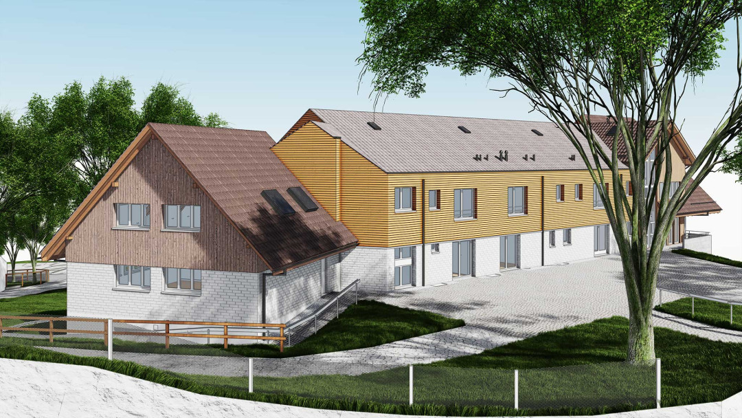 Umbau Wohnheim Lerchenhof, 3D Laserscanning, Strassenebene, Gebäudekomplex, ING PLUS