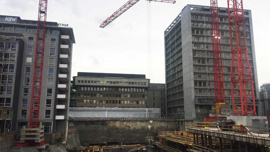 Baustelle Kantonsspital Winterthur ZH. Vermessung. ING PLUS