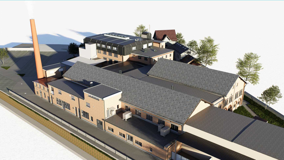 Umbau Gelatinefabrik, 3D Modell, Arealansicht, ING PLUS