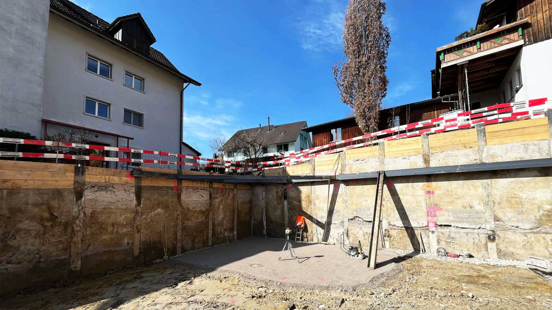 Neubau MFH, Vermessung, Baugrubensicherung, ING PLUS